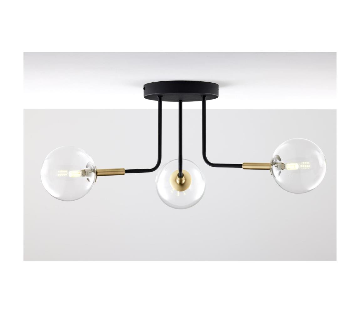 Jupiter Jupiter 2039 - Lustr na tyči BURANO 3xG9/10W/230V černá/zlatá/čirá