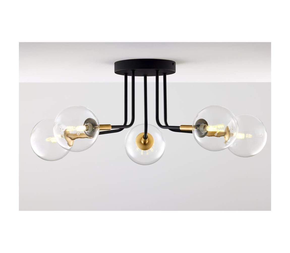Jupiter Jupiter 2040 - Lustr na tyči BURANO 5xG9/10W/230V černá/zlatá/čirá