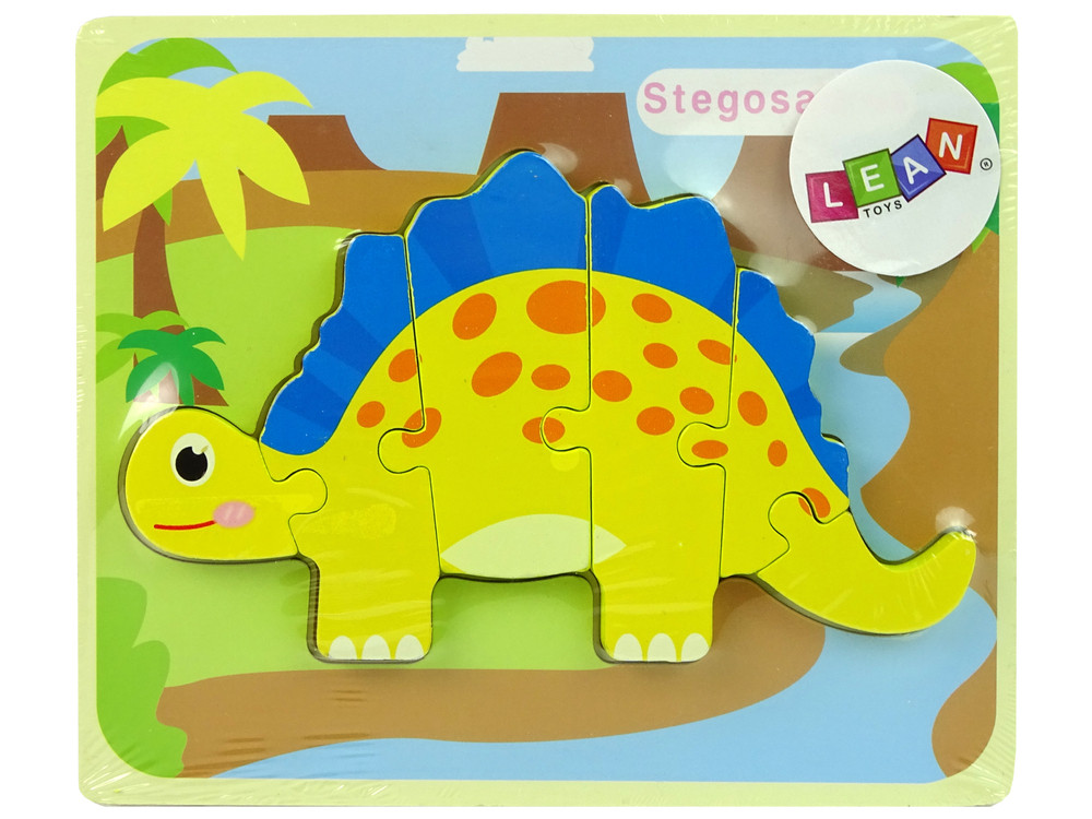 mamido Dřevěné puzzle pro nejmenší dinosaurus žluté