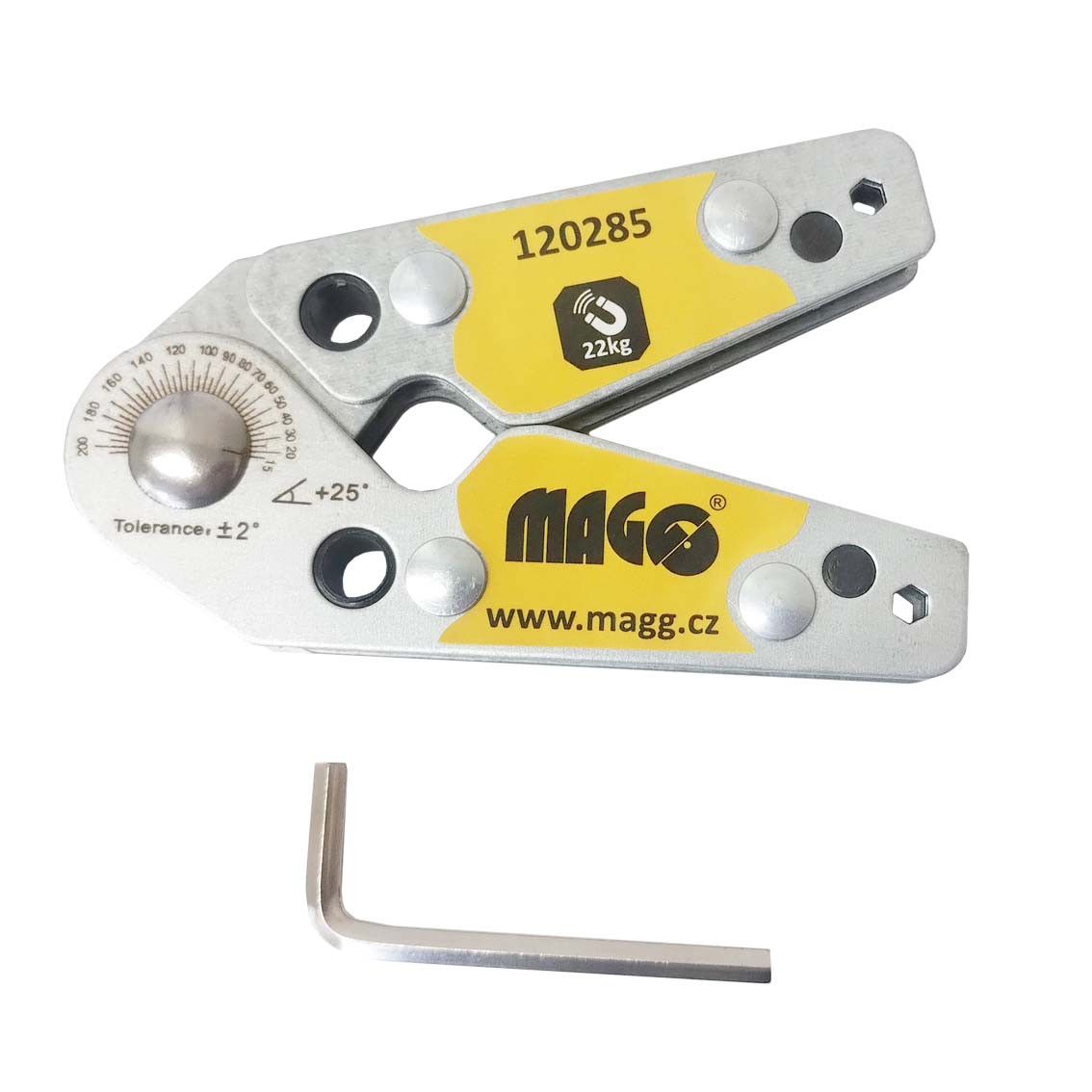 Magnetický úhelník 20-200°, nastavitelný, nosnost 22 kg - MAGG