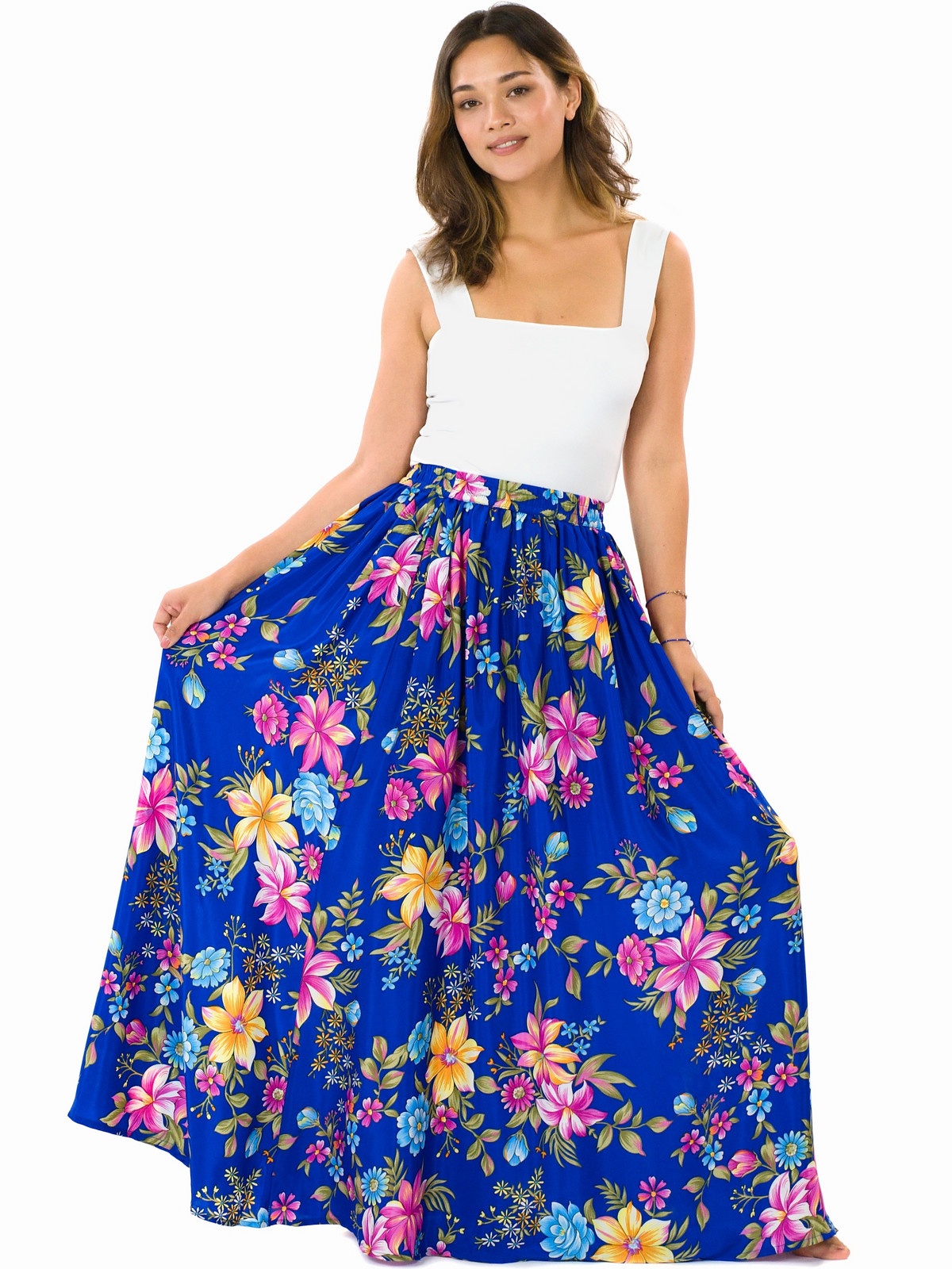 Himalife Maxi sukně s kapsami Meira - modrá s barvami Velikost: S/M