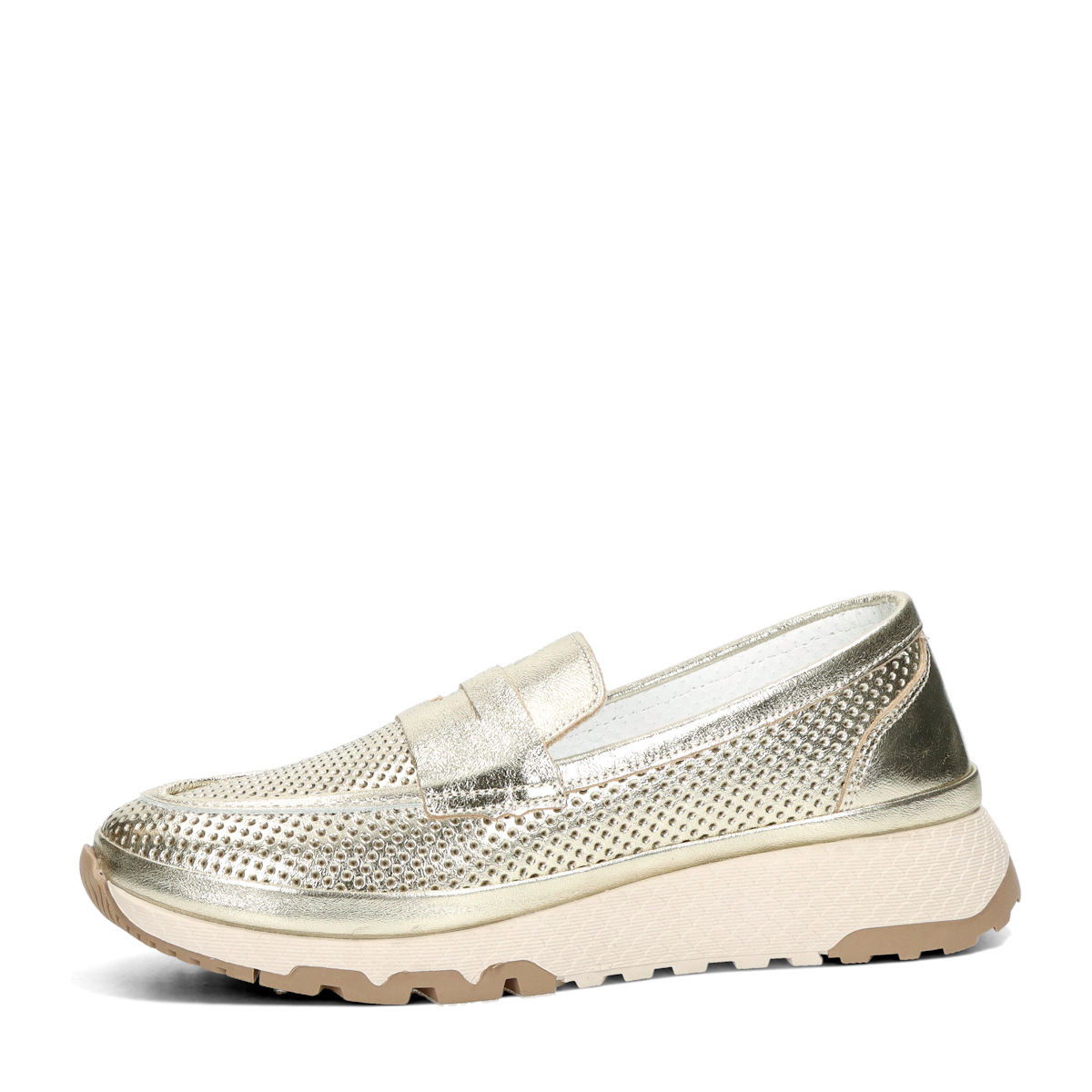 ETIMEĒ dámské kožené mokasíny - zlaté - 37