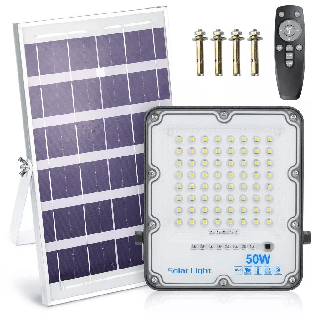 Interlook Set LED reflektor 50W + Solární panel 6V/6W s dálkovým ovládáním | 1500lm, 3000mAh, IP66