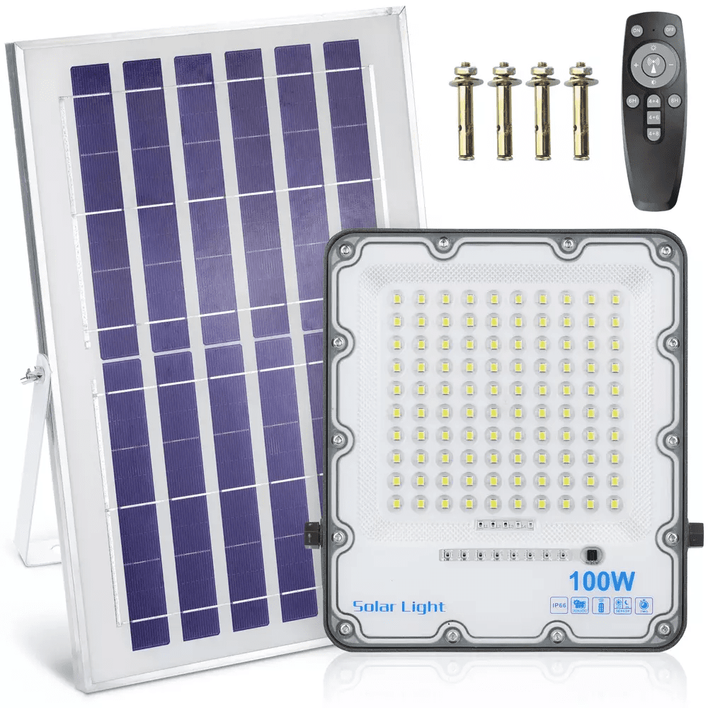 Interlook Set LED reflektor 100W + Solární panel 6V/8W s dálkovým ovládáním | 2500lm, 6000mAh, IP66