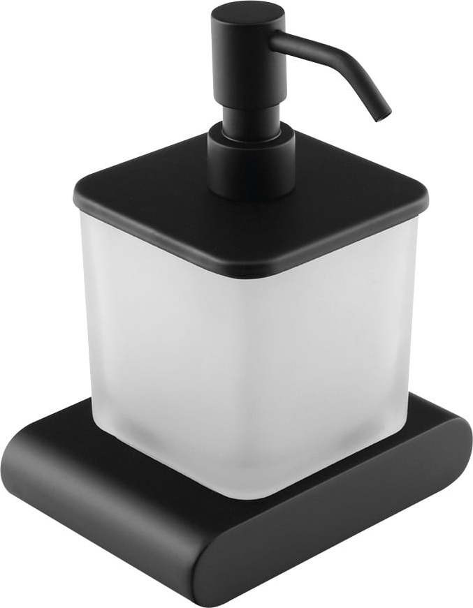 Matně černý nástěnný skleněný dávkovač mýdla 300 ml Flori – Sapho