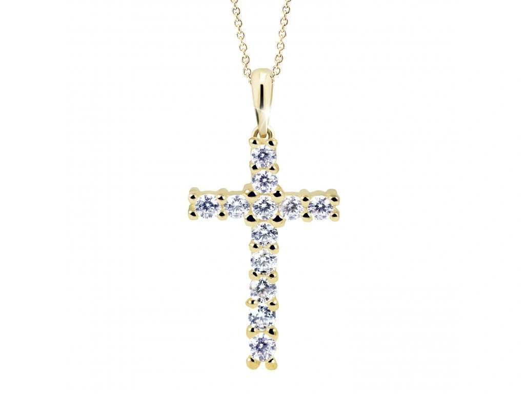 Cutie Diamonds Přívěsek ze žlutého zlata s diamanty Křížek DZ60100-40-00-X-1