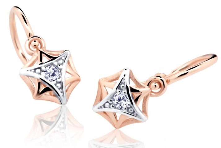 Cutie Jewellery Dětské náušnice z růžového zlata C2209-10-X-4 bílá