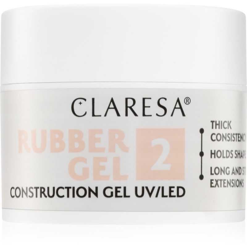 Claresa Rubber Gel Construction Gel UV/LED gelový lak pro prodloužení nehtů odstín 2 12 g