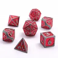 HYMGHO Mini Behemoth Brushed Red Metal Dice Set (7)