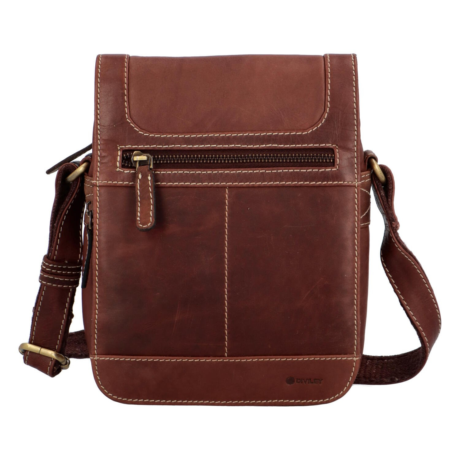 Pánská kožená brašna hladká hnědá - Diviley Phoenil hnědá