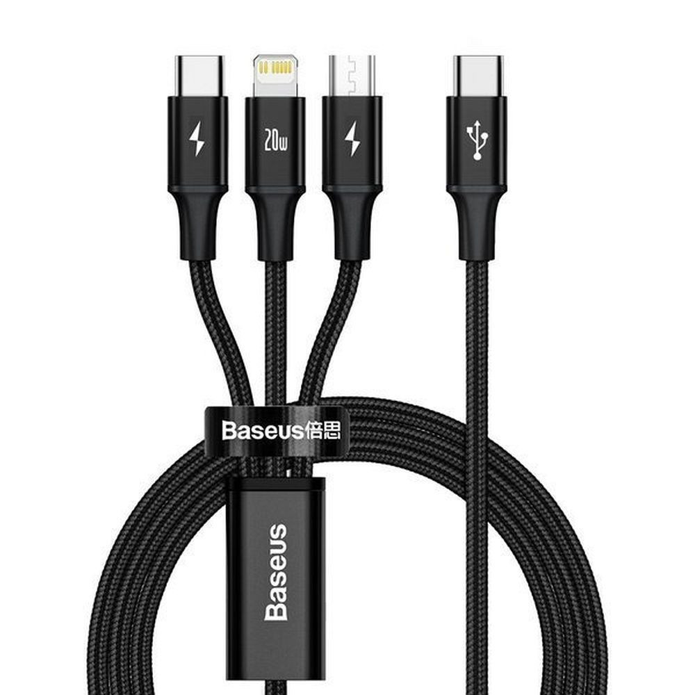 Datový kabel na mobil značky Baseus (CAMLT-SC01) 1,5m 3v1 černý 126221