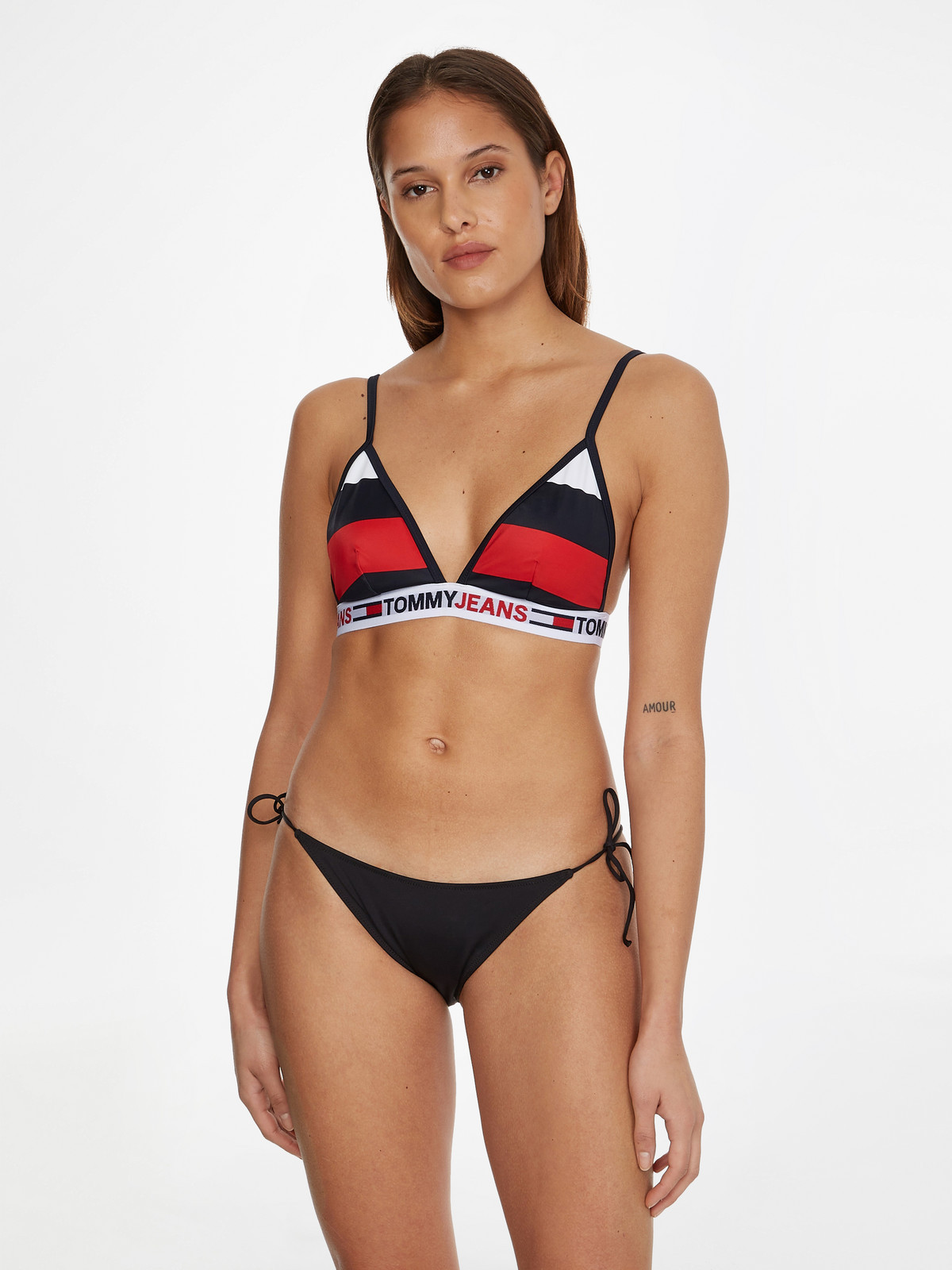 Červeno-modrý dámský vzorovaný horní díl plavek Tommy Hilfiger Underwear