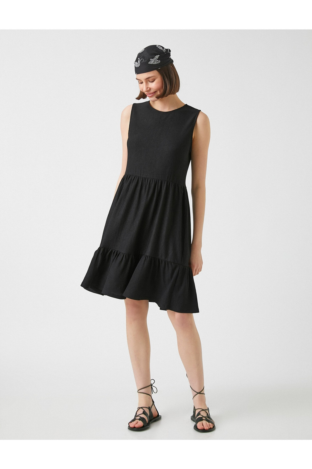 Koton Halter Neck Midi Pleated Casual Dress