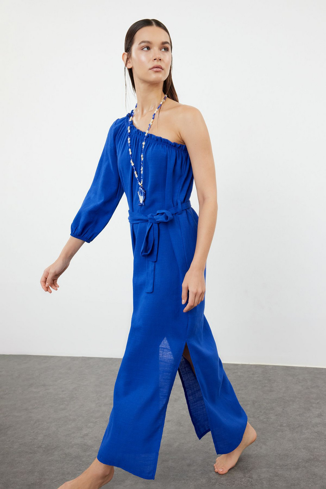 Trendyol Saks*001 Plain Regular Maxi Woven 100% Cotton Dress