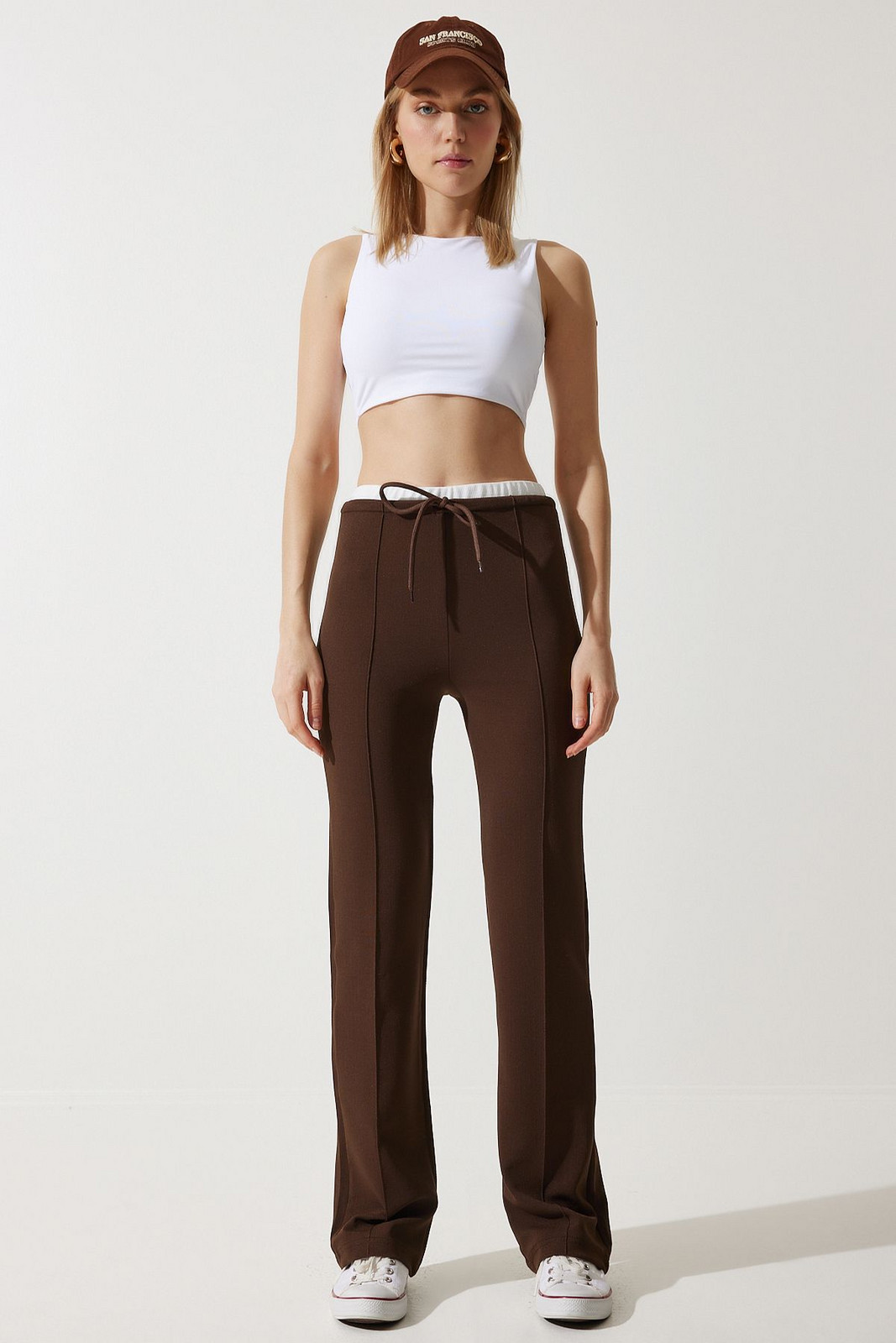Happiness İstanbul Woman's Brown Detailed Knitted Trousers
