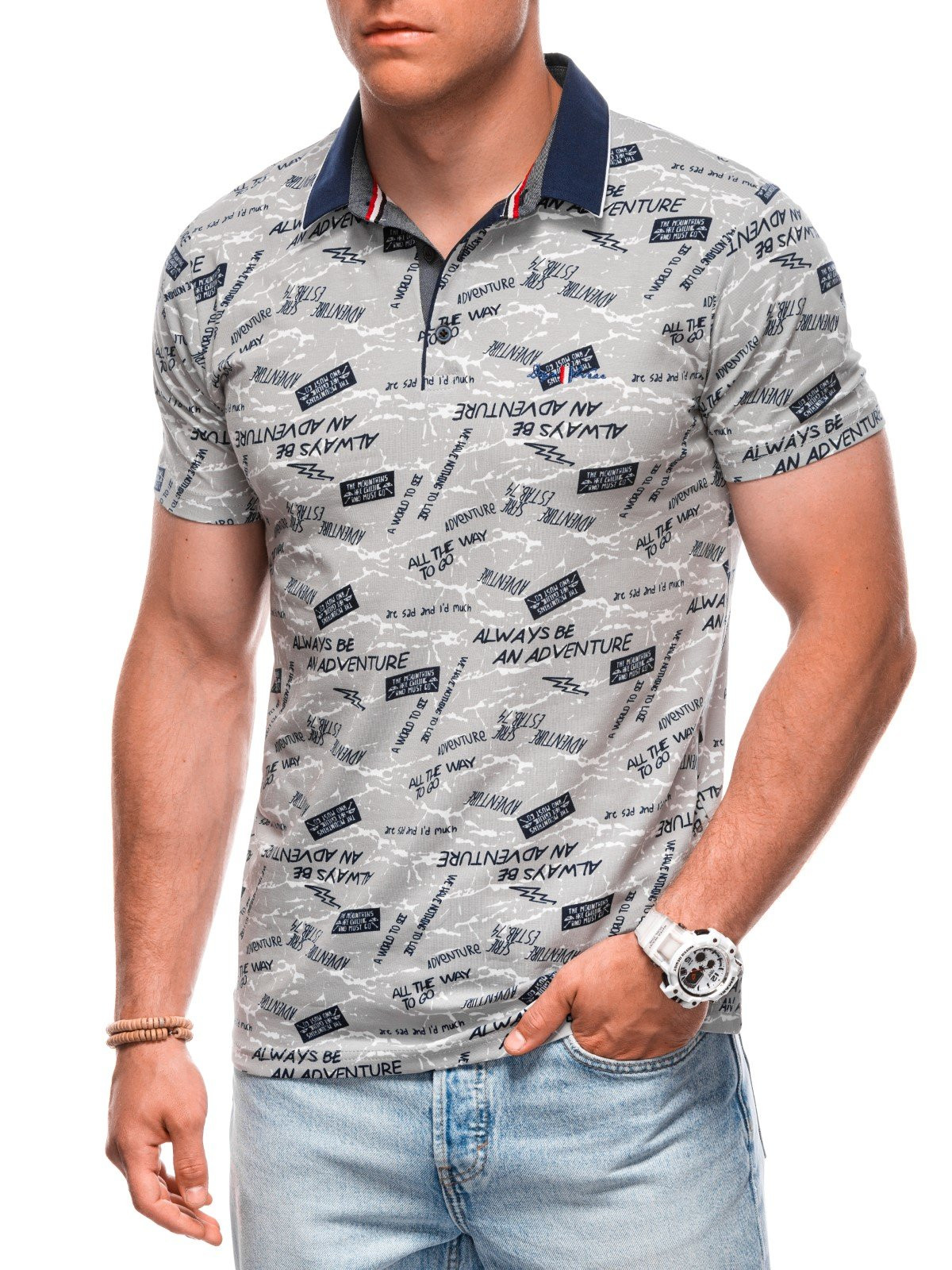 Edoti Printed Men's Polo Shirt