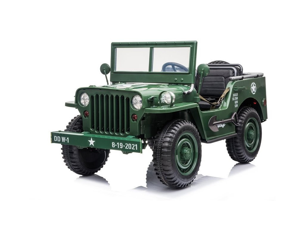 Mamido Mamido Dětský elektrický Jeep Willys 24V 4x4 třímístný zelený