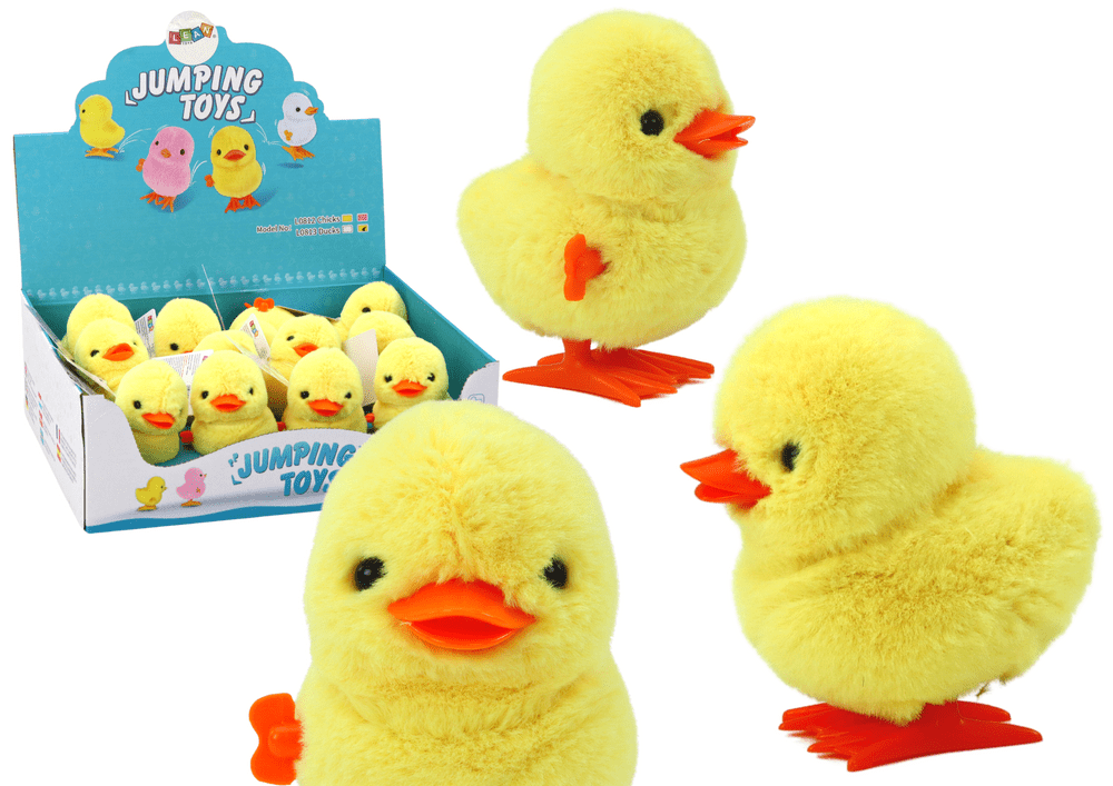 mamido Skákající natahovací plyšové kuřátko žluté dekorace hračky