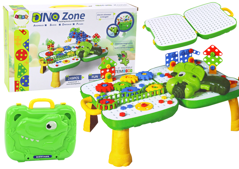 mamido Kreativní kufřík DIY stavebnice dinosaurus s vrtačkou 249 dílů