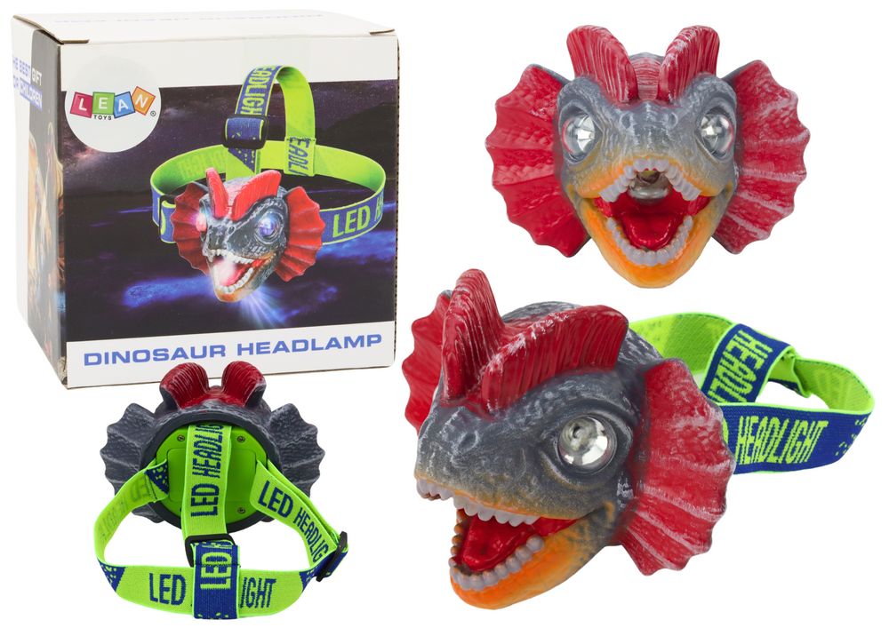 mamido Nastavitelná čelovka dinosaurus se 3 LED diodami