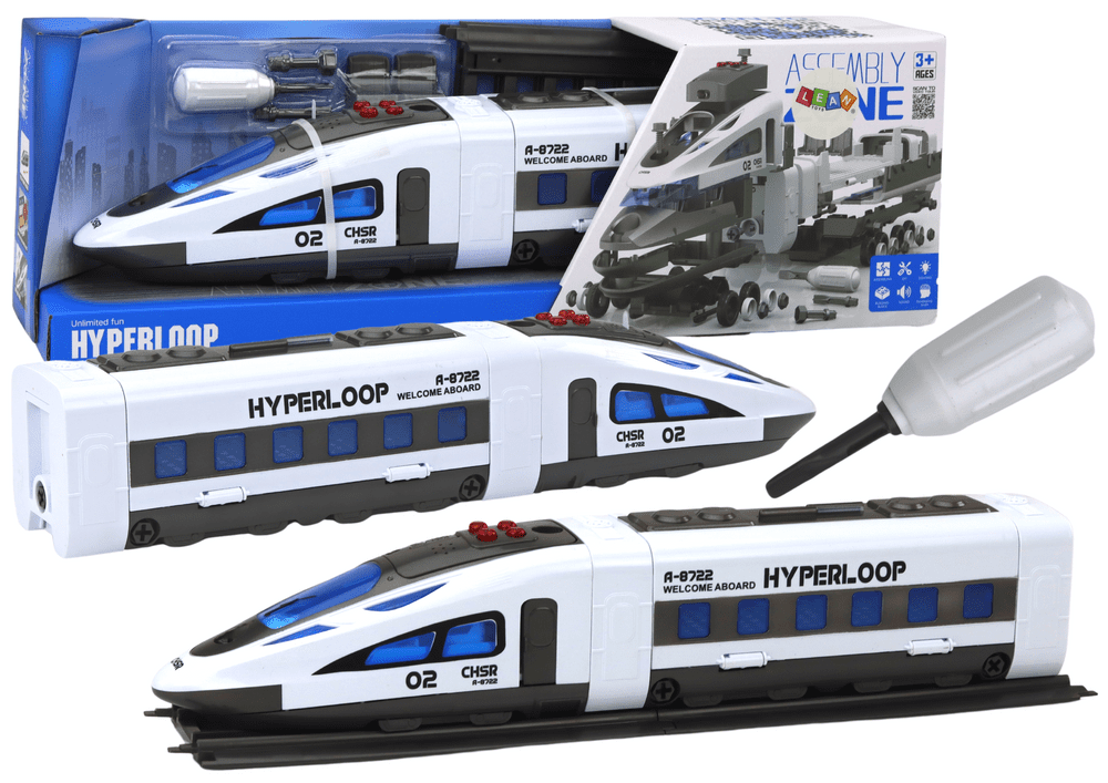 mamido Sada vláčků na montáž s kolejnicí, šroubovákem, světly a zvuky