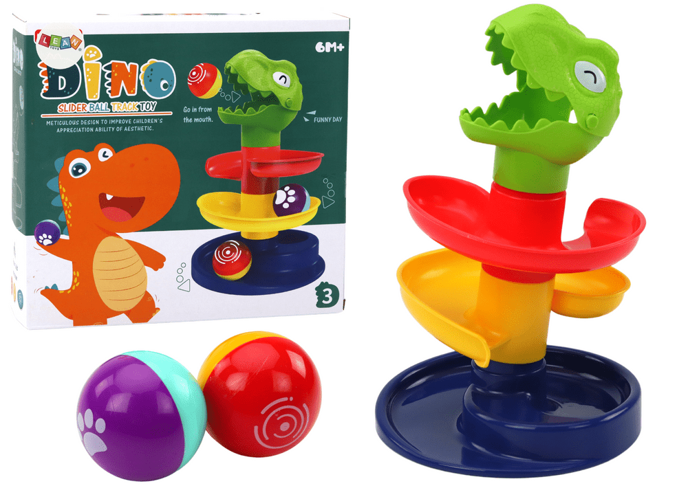 mamido Výuková skluzavka pro kuličky sorter zelený dinosaurus