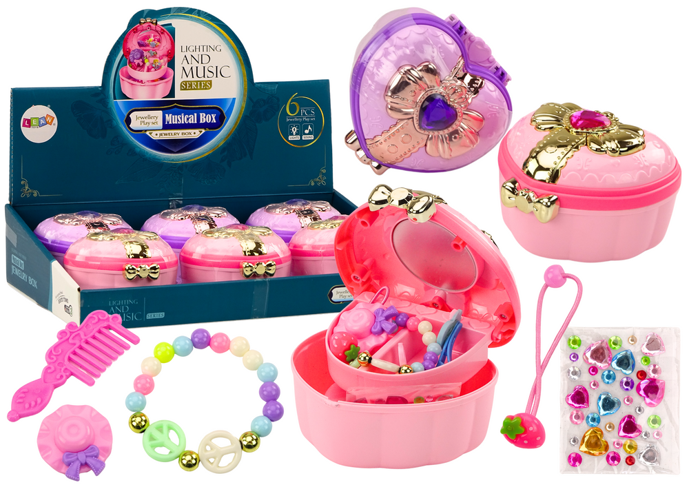 mamido Sada kufříků a šperkovnic srdíčko krabičky na šperky a doplňky MIX