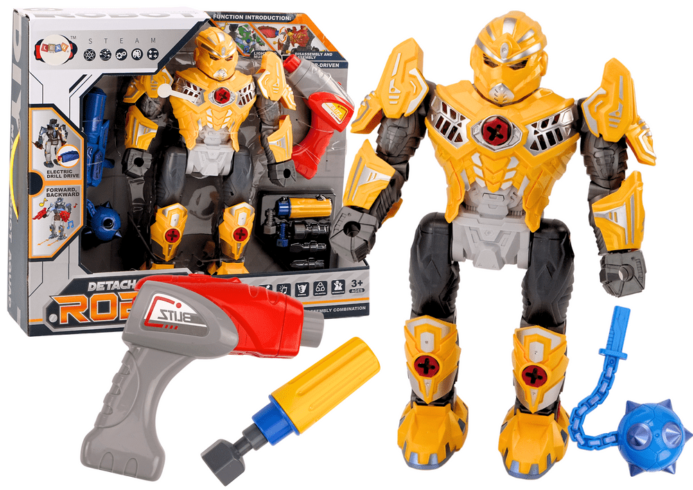 mamido Šroubovací robot s vrtačkou a šroubovákem se světly a zvuky žlutý