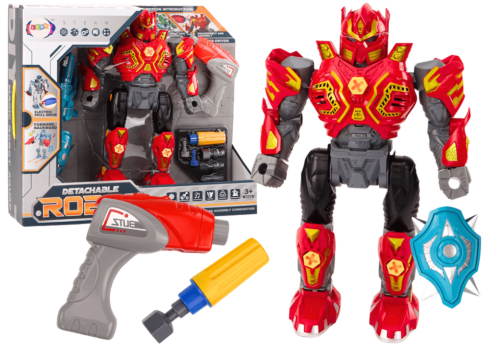 mamido Šroubovací robot Zbraň Vrtačka Šroubovák Světla Zvuk Červený