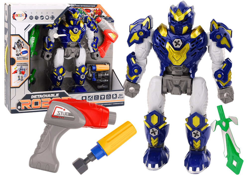 mamido Šroubovací robot s vrtačkou, šroubovákem, světly a zvukem, tmavě modrý