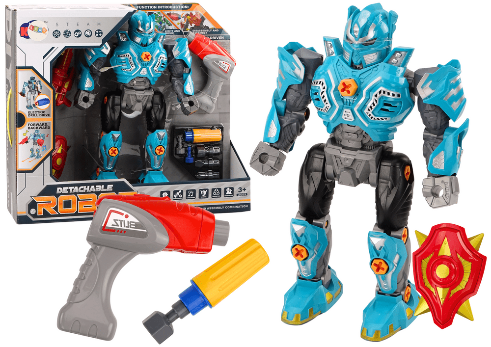 mamido Šroubovací robot zbraně vrtačka šroubovák světla a zvuky tyrkysový