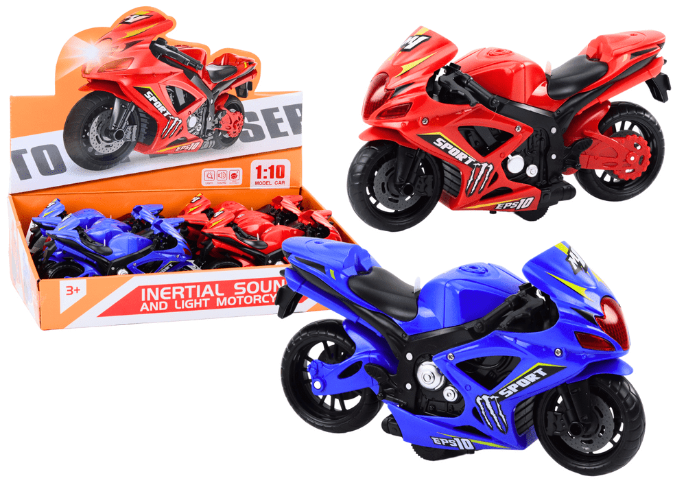 mamido Sportovní motocykl s frikčním pohonem, světlem a zvukem ve 2 barvách