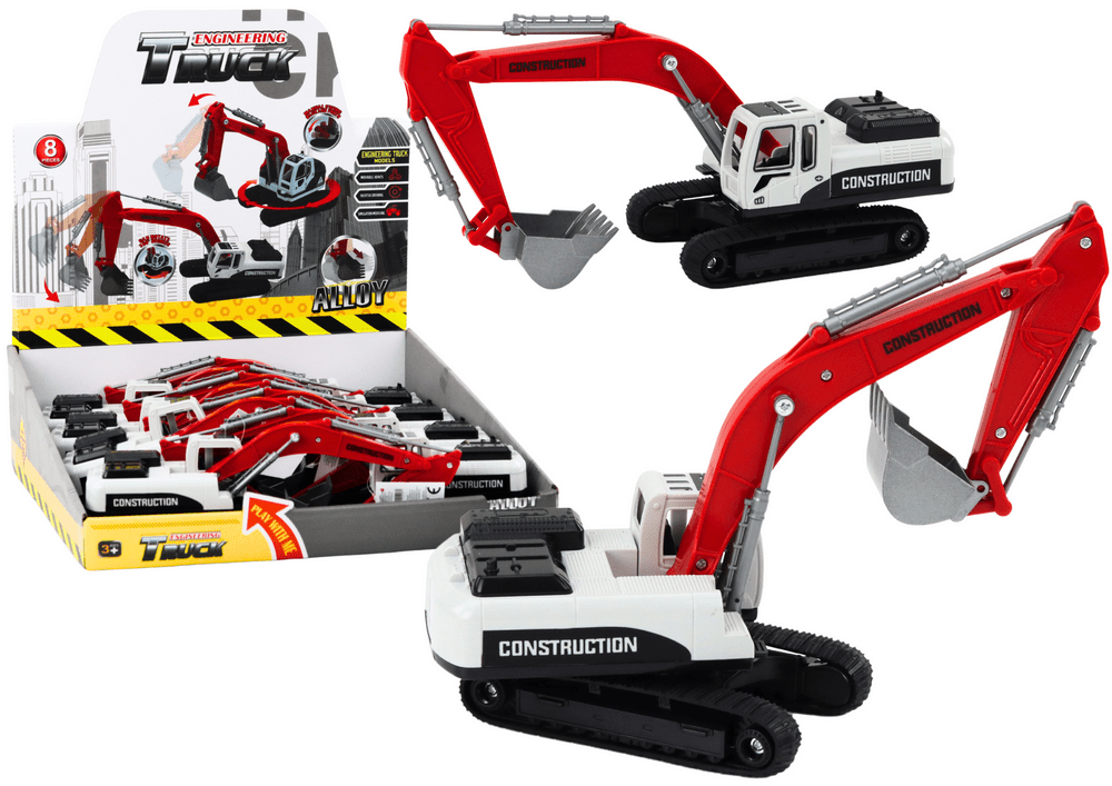 mamido Bílo-červený pásový bagr s kovovou lžící