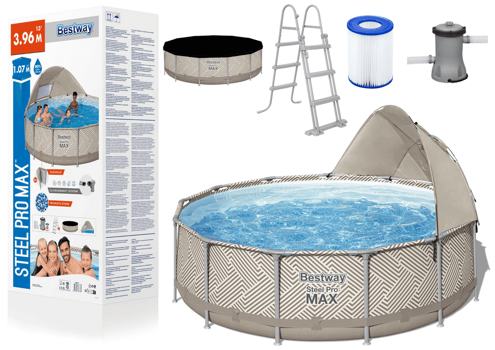 mamido Zahradní bazén s rámem a přístřeškem 396 x 107 cm Bestway 561FY