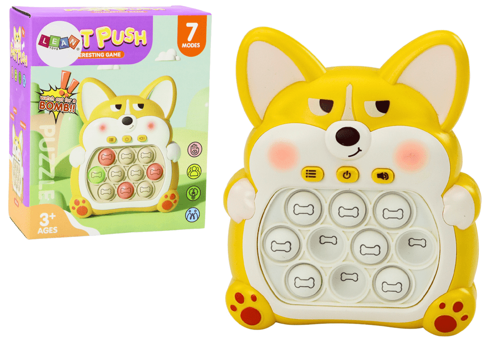 mamido Zručnostní hra konzole Pop-It Liška 7 herních módů žlutá senzorická