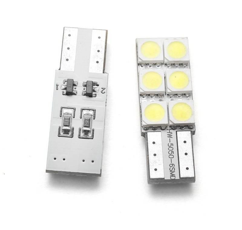 Interlook Jednostranná auto LED žárovka W5W T10 6 SMD 5050 CAN BUS