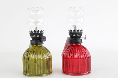 KOZÁČEK Lampa petrolejová s cylindrem v.17cm  COLOR, mix barev