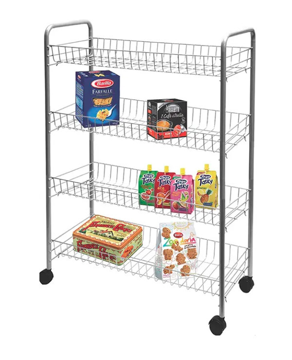 ARTEX Regál drát 4 koše 59x26x78cm kolečka BIG STORE 4