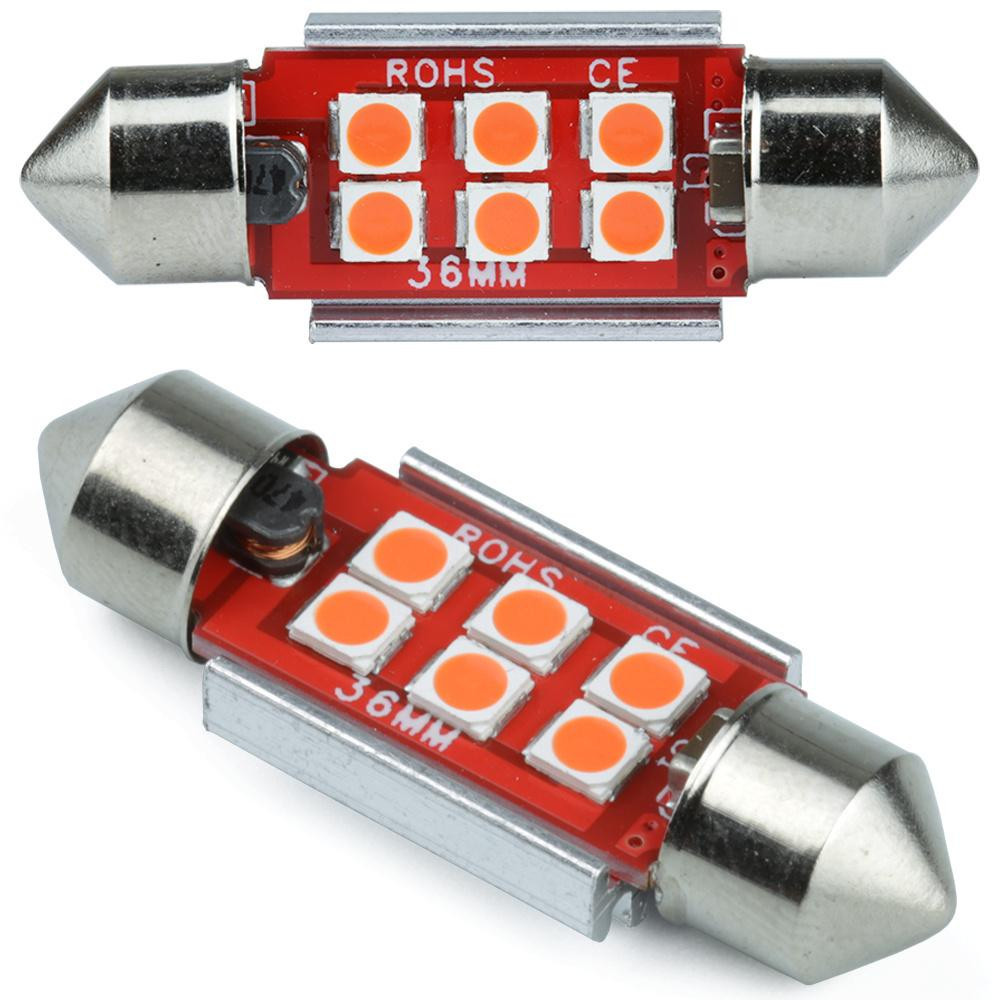 Interlook Auto LED žárovka C5W 6 SMD 3535 CAN BUS červená 36 mm