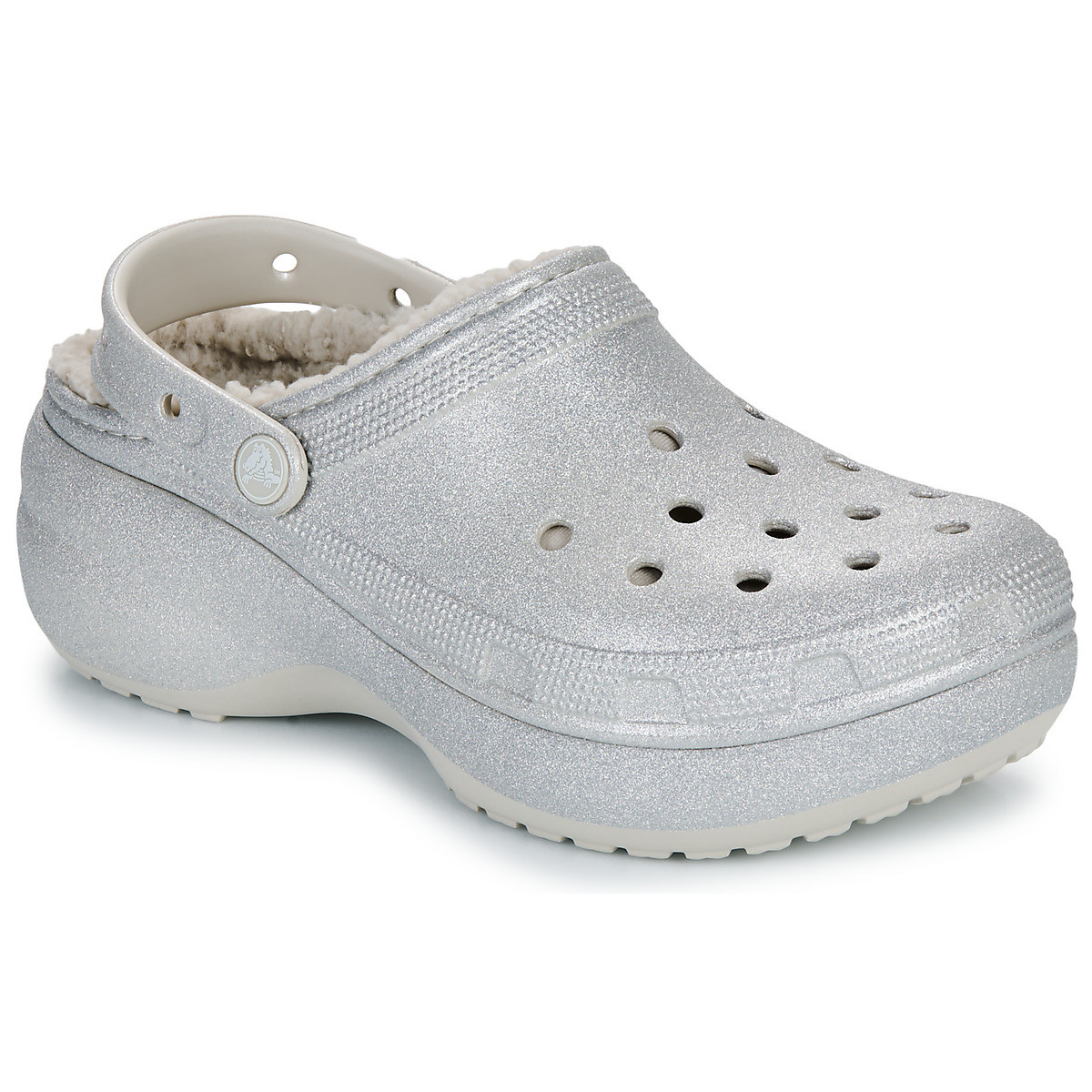 Crocs  ClsPlatformGlitterLinedClogW  Stříbrná