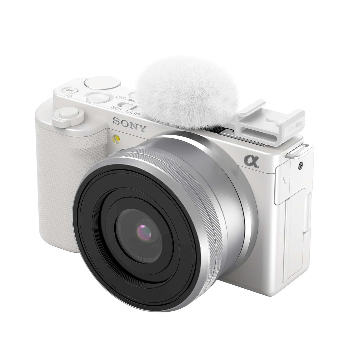 SmallRig Cold Shoe Adapter with Furry Windscreen for Sony ZV series cameras white 4734
