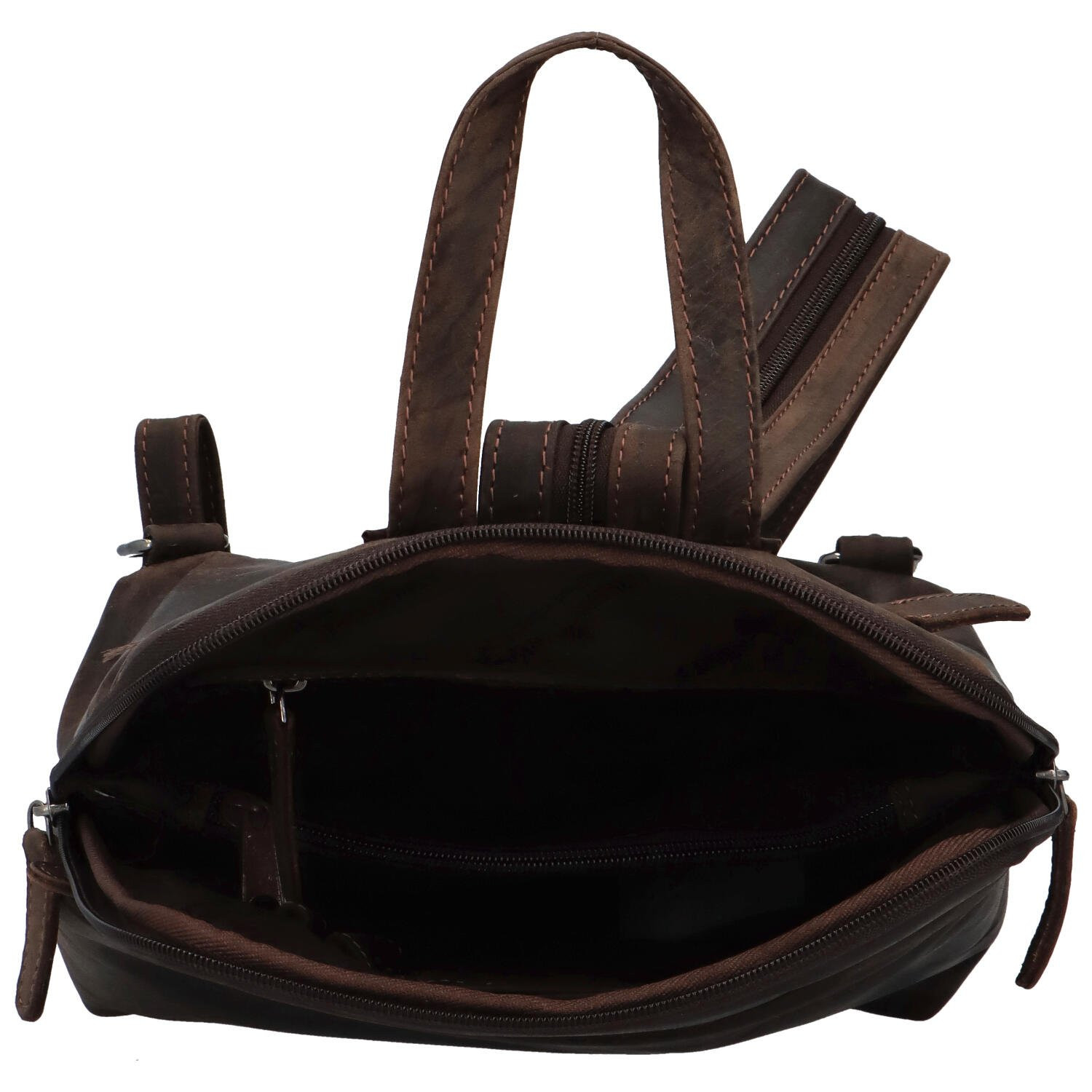 Praktický kožený batoh Indila, temně hnědý