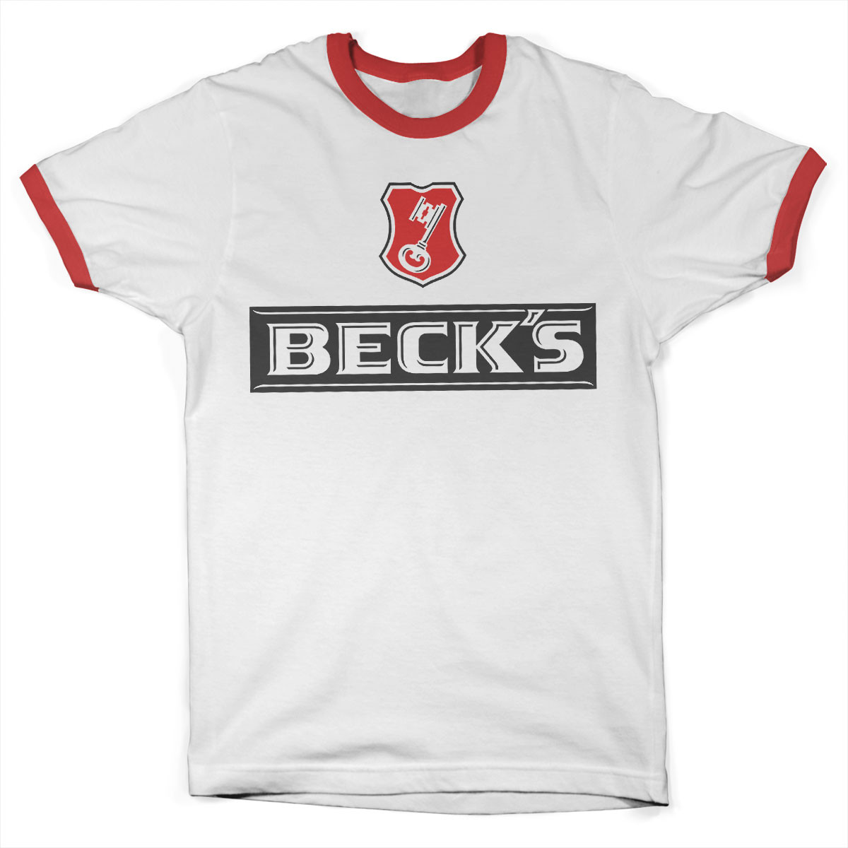 Triko Hybris Ringer Tee Becks Beer - bílé-červené, XL