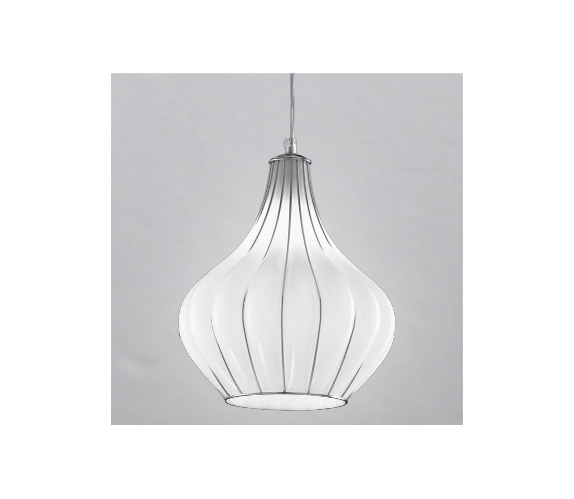 SIRU SIRU - Lustr na lanku AURIGA 1xE14/40W/230V pr. 26 cm chrom/bílá benátské sklo