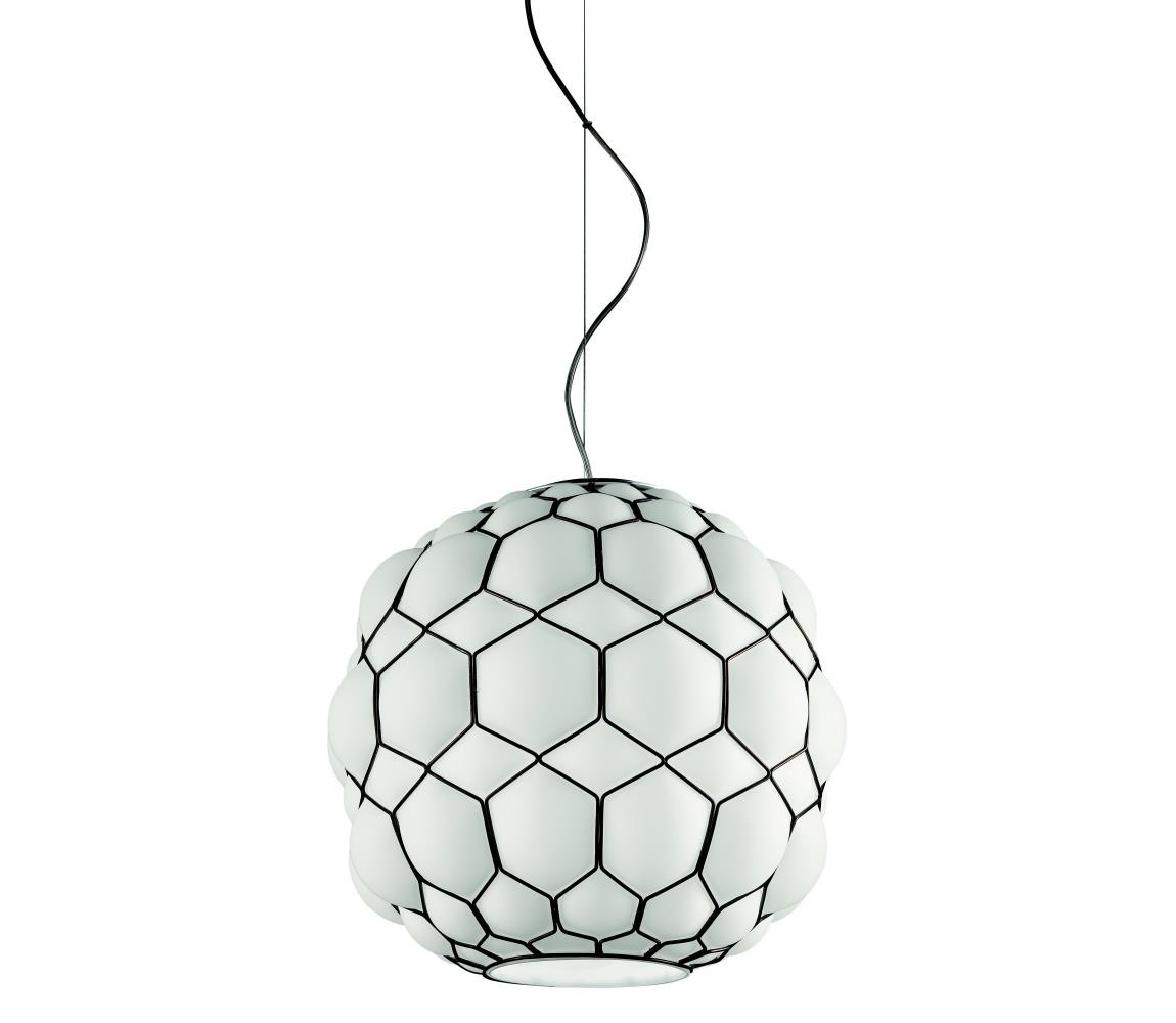 SIRU SIRU - Lustr na lanku GALAPAGOS 1xE27/60W/230V černá/bílá benátské sklo