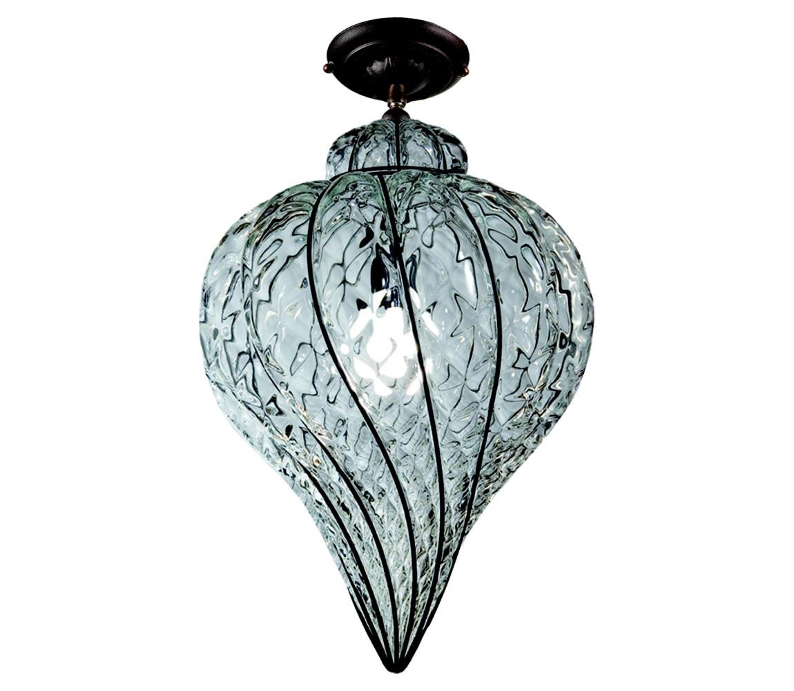 SIRU SIRU - Přisazený lustr GOCCIA 1xE27/60W/230V pr. 25 cm čirá/hnědá benátské sklo