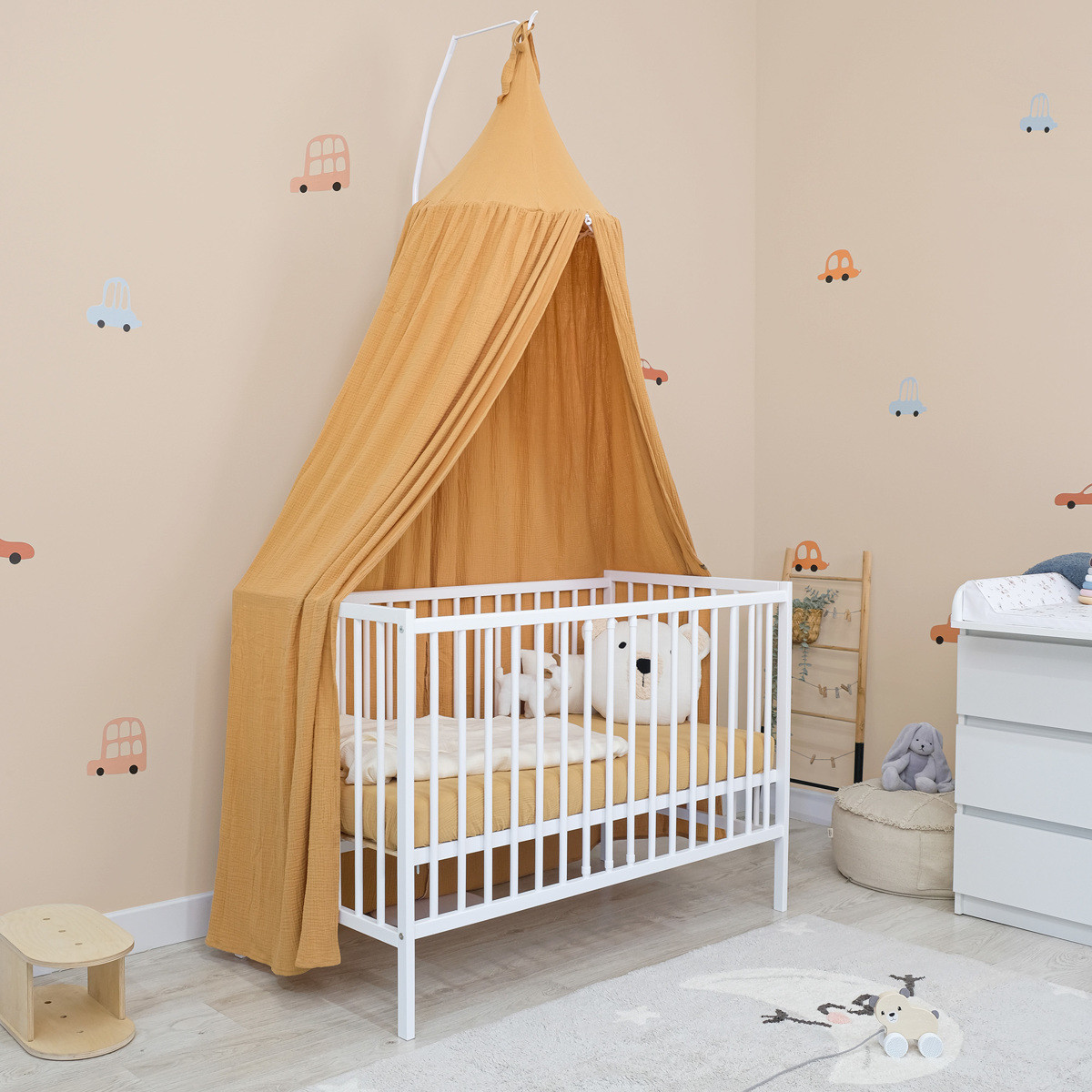 Ourbaby® Standard Wooden Crib - White bílá