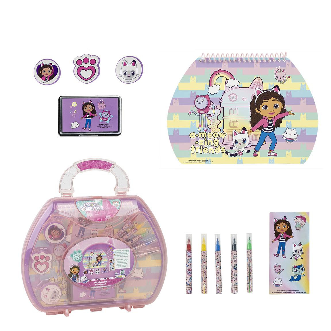 COLOURING STATIONERY SET BRIEFCASE GABBY'S DOLLHOUSE