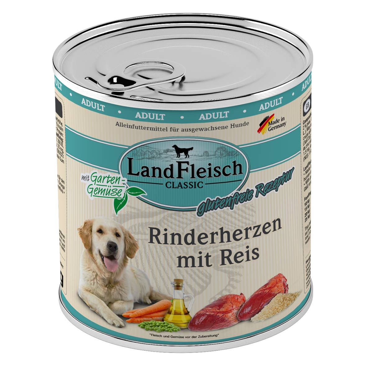 LandFleisch Dog Classic hovězí srdce s rýží 6 × 800 g