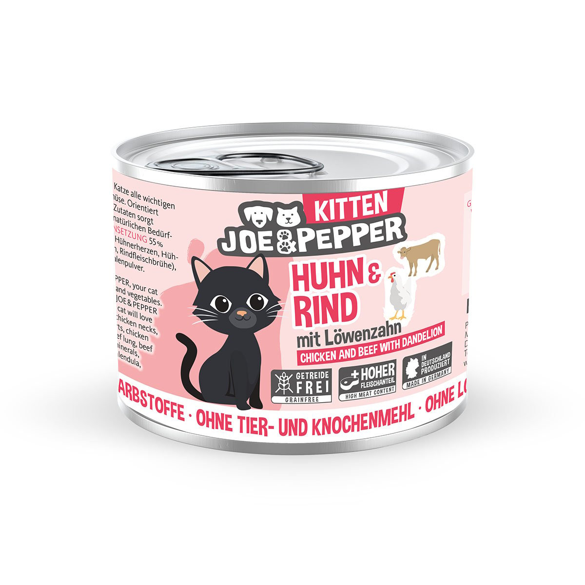 Joe & Pepper Cat Kitten kuřecí a hovězí maso s pampeliškou 6× 200 g